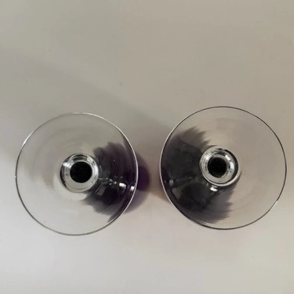 Pier 1 Vintage Amethyst Purple Wine Glasses with Gold Encrusted Rim Set‎ of 2